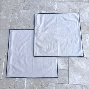 Set of 2 Crate & Barrel Casual Pillow Covers 23”x23” Ivory Gray Trim Square